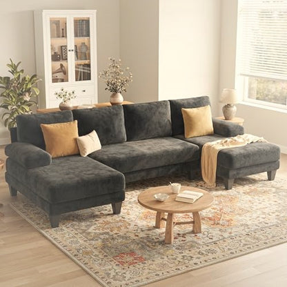 284 cm U-Shaped Sectional Sofa 4 Seater Chenille with Double Chaise