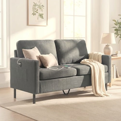 56 cm Loveseat Sofa 2-Seater Linen-Cotton Small Spaces