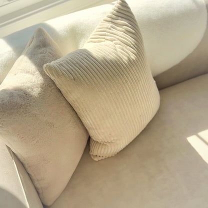 94 cm Modern Tight Curved Back Velvet Sofa 3 Seater Cream