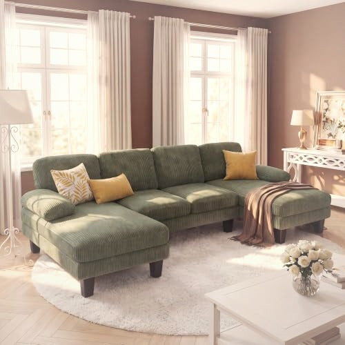 U-Shaped Sectional Sofa 4 Seater Chenille with Double Chaise