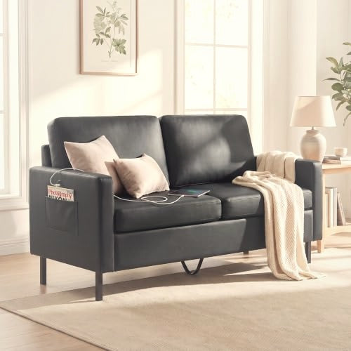 56 cm Loveseat Sofa 2-Seater Linen-Cotton Small Spaces