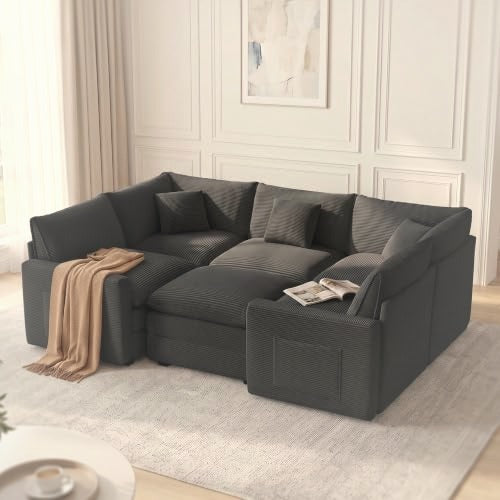 274 cm U-Shaped Modular Sectional Sofa 5 Seater Chenille with Ottoman
