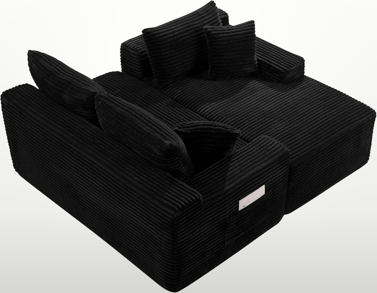241 cm L-Shaped Cloud Sectional Sofa 3 Seater Corduroy with Chaise