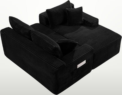 241 cm L-Shaped Cloud Sectional Sofa 3 Seater Corduroy with Chaise