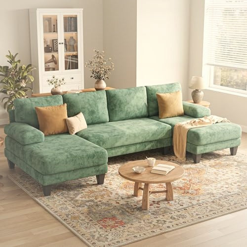284 cm U-Shaped Sectional Sofa 4 Seater Chenille with Double Chaise