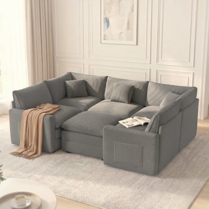 274 cm U-Shaped Modular Sectional Sofa 5 Seater Chenille with Ottoman