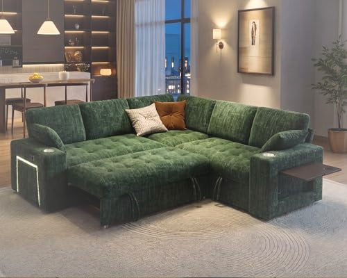 218 cm L-Shaped Modular Sectional Sofa with Pull Out Bed