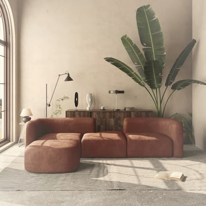 94 cm Modern Tight Curved Back Velvet Sofa 3 Seater Cream