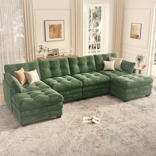 284 cm U-Shaped Modular Sectional Sofa 6 Seater with Ottoman