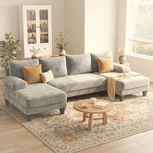 284 cm U-Shaped Sectional Sofa 4 Seater Chenille with Double Chaise