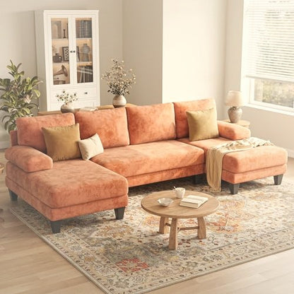 284 cm U-Shaped Sectional Sofa 4 Seater Chenille with Double Chaise
