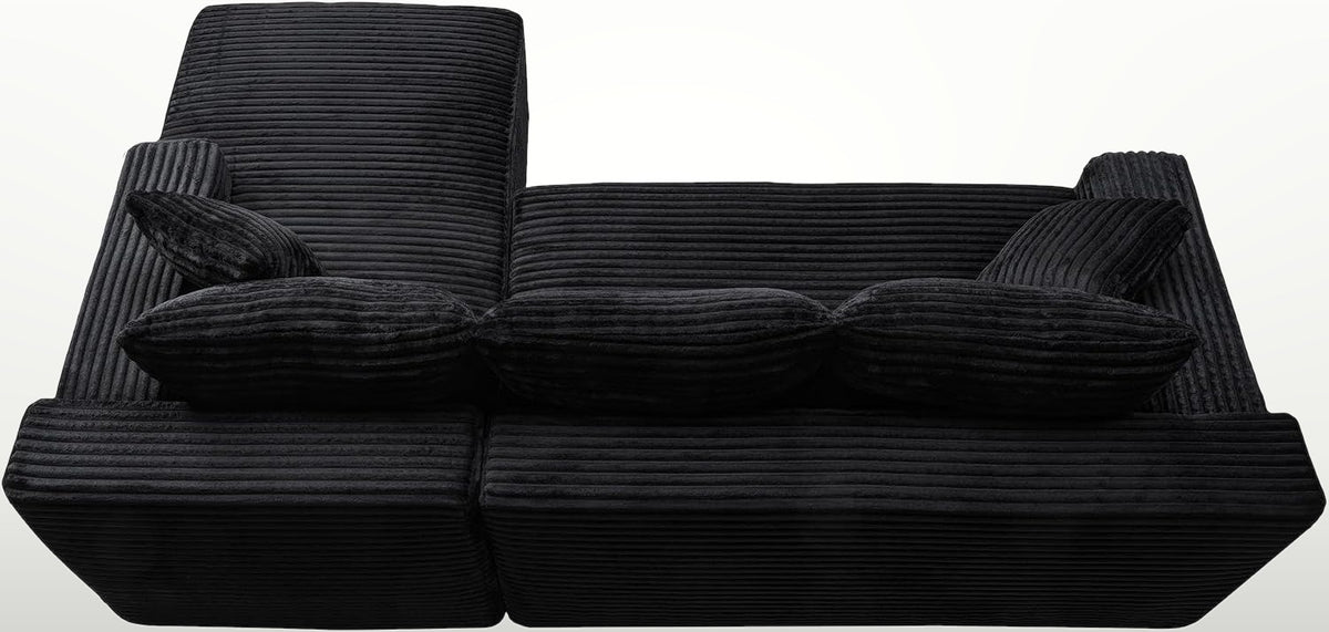 241 cm L-Shaped Cloud Sectional Sofa 3 Seater Corduroy with Chaise