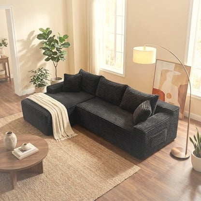 241 cm L-Shaped Cloud Sectional Sofa 3 Seater Corduroy with Chaise