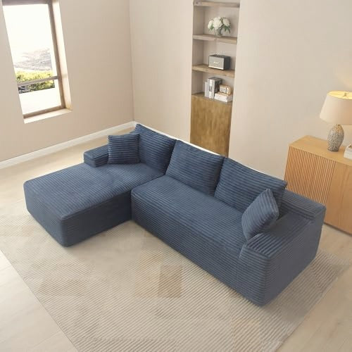 241 cm L-Shaped Cloud Sectional Sofa 3 Seater Corduroy with Chaise