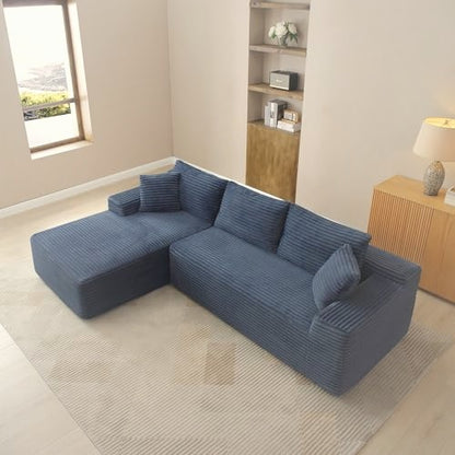 241 cm L-Shaped Cloud Sectional Sofa 3 Seater Corduroy with Chaise