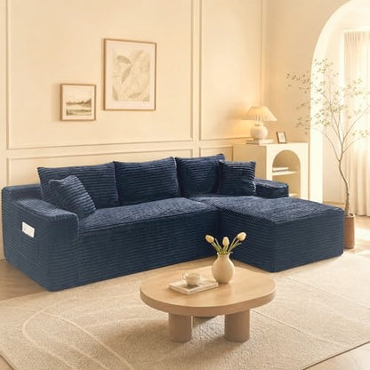 241 cm L-Shaped Cloud Sectional Sofa 3 Seater Corduroy with Chaise
