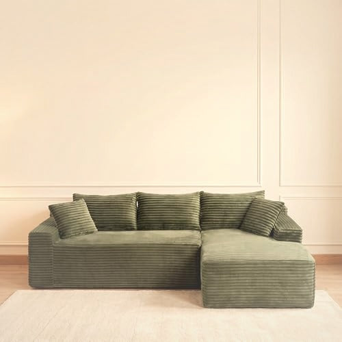 241 cm L-Shaped Cloud Sectional Sofa 3 Seater Corduroy with Chaise
